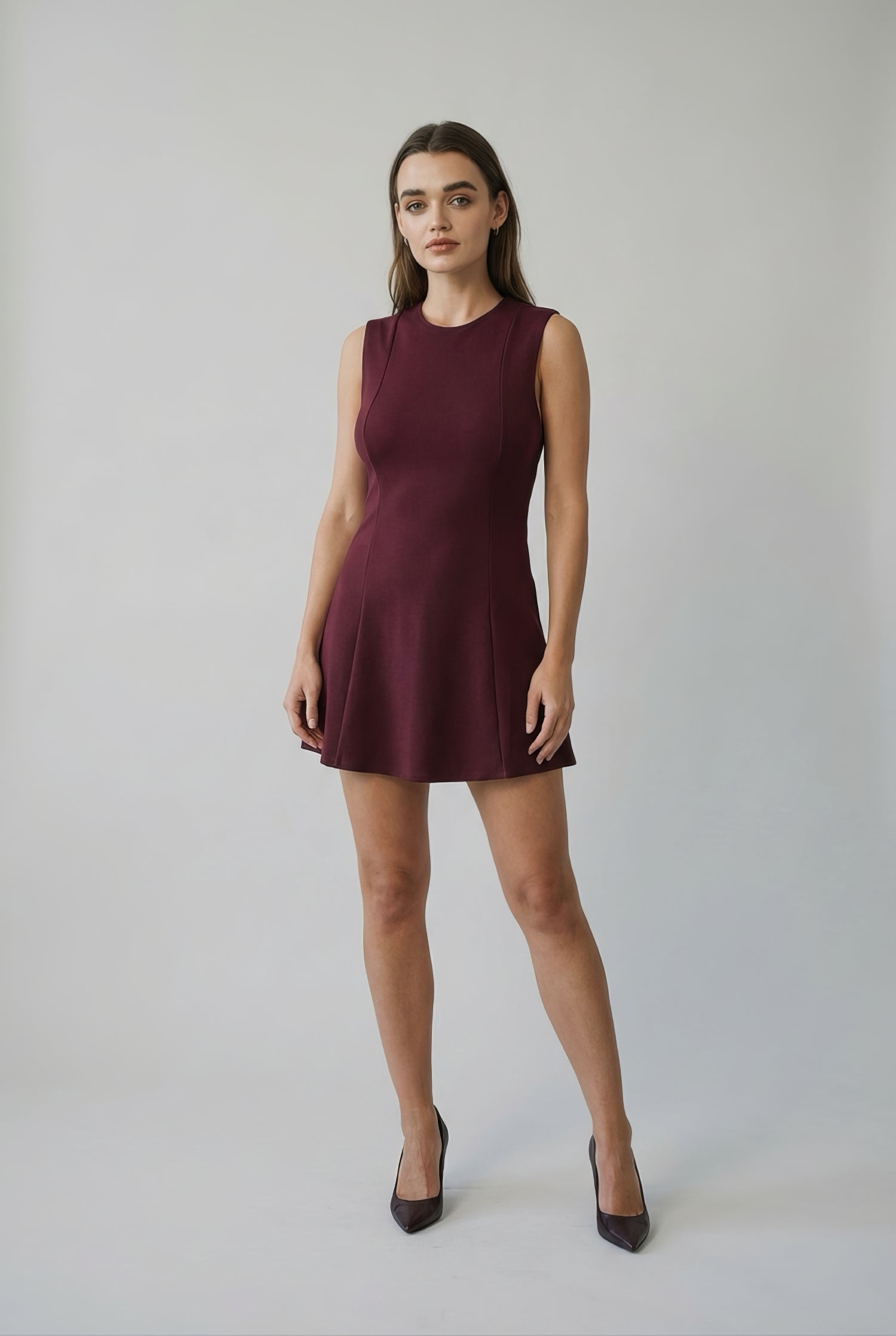 Bordo Triko Mini Elbise